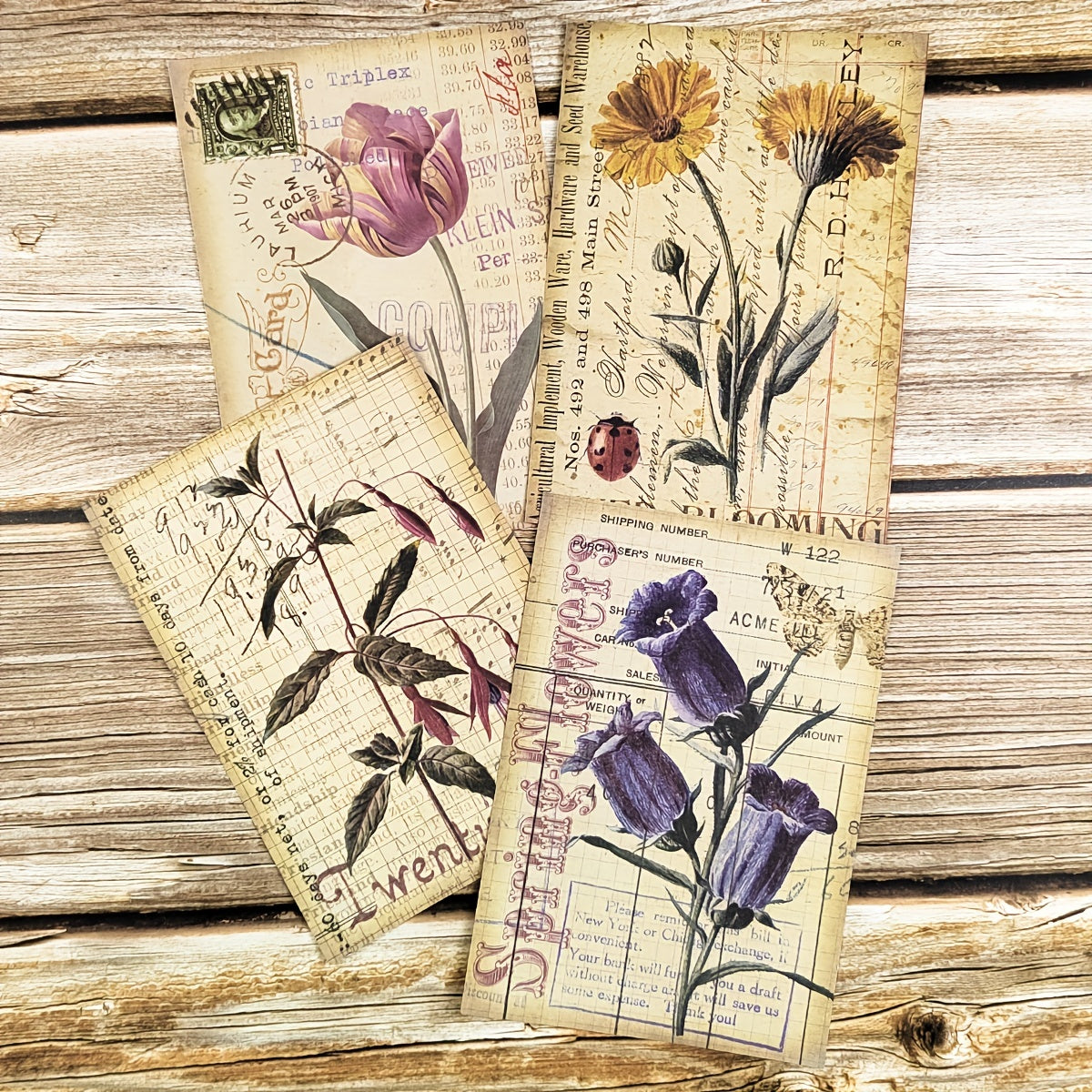 8pcs Vintage Botanical Flower Nature Scrapbook Papers DIY Crafts