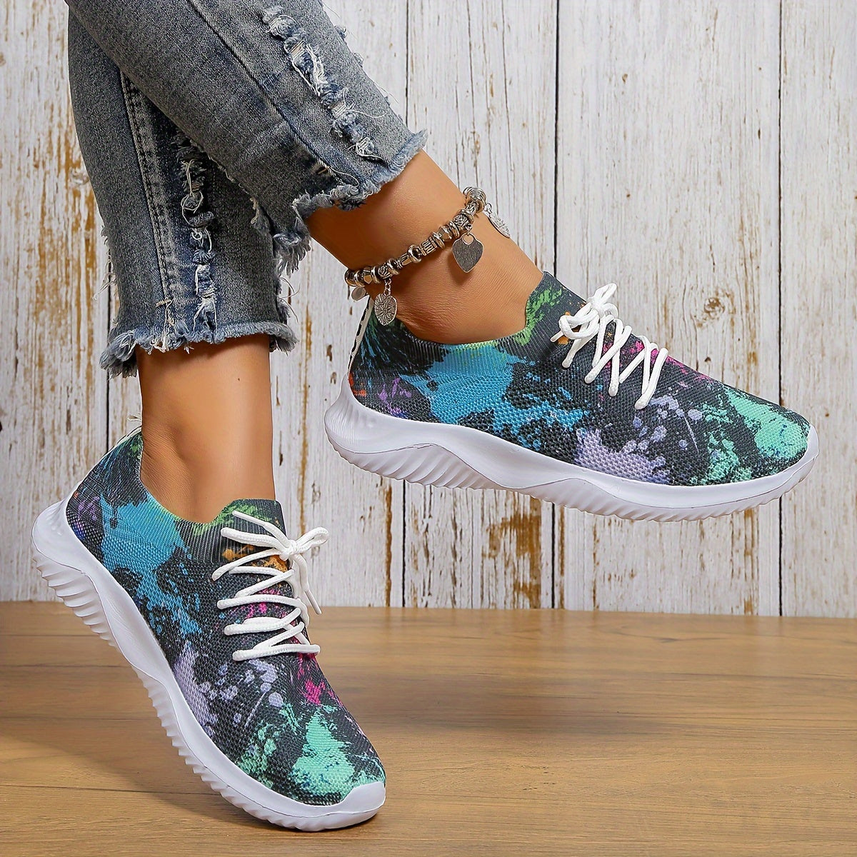 Colorful Mesh Lightweight Running Shoes Breathable Casual Wear Non Slip Sneakers