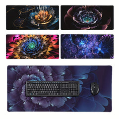 Lotus Floral Flower Textured Mouse Pad 35.4in X 15.7in Non-Slip Rubber Base