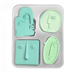 Abstract Face Silicone Mold 4pcs for Soap Candle Plaster Resin Pendant Gift