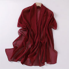 Silver Wire Chiffon Scarf Solid Silky Hijab Lightweight Shawl