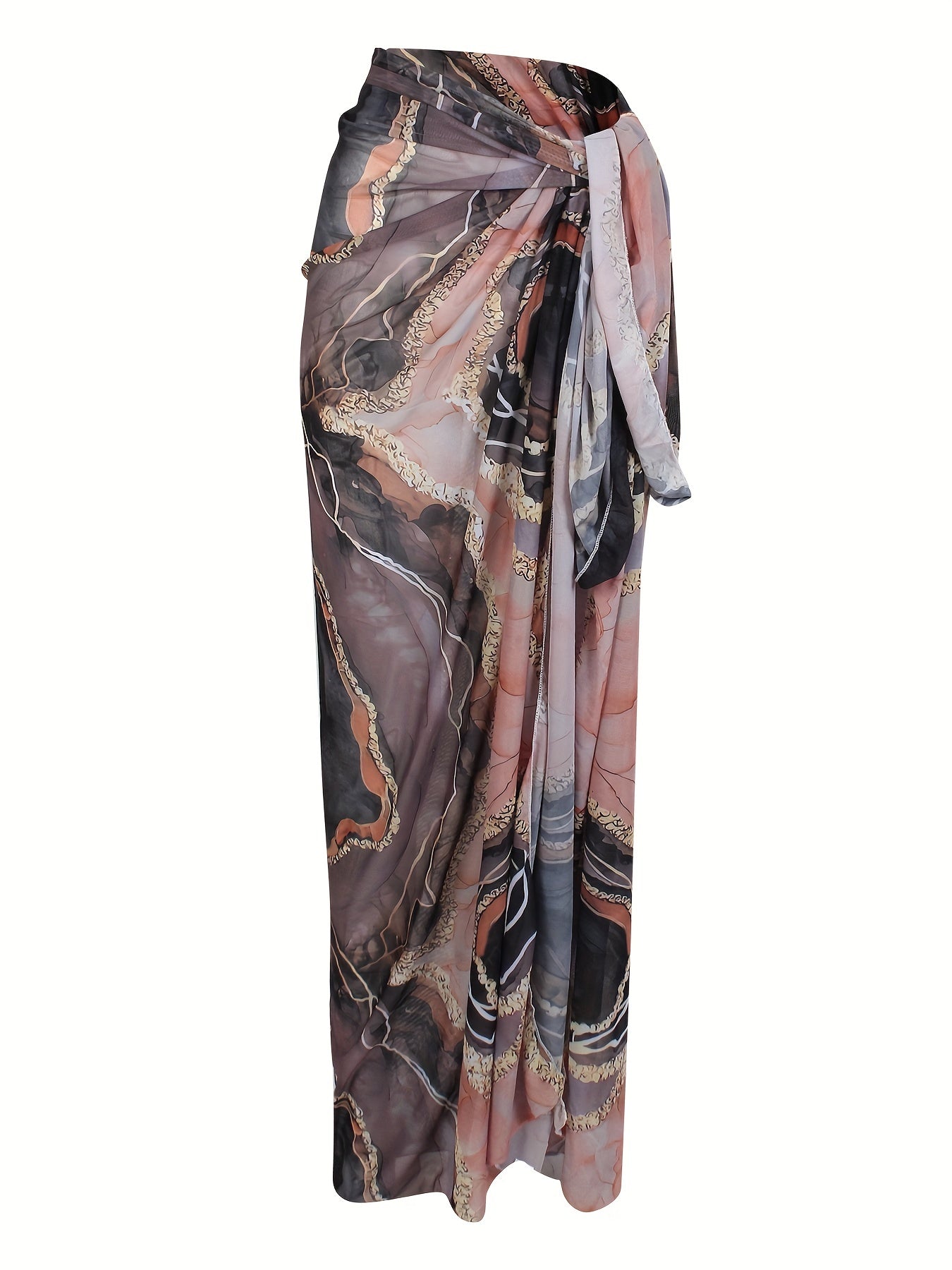 Mesh Sarong Cover Up Tie Side Maxi Skirt