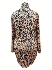 Plus Size Leopard Print Bodycon Midi Dress