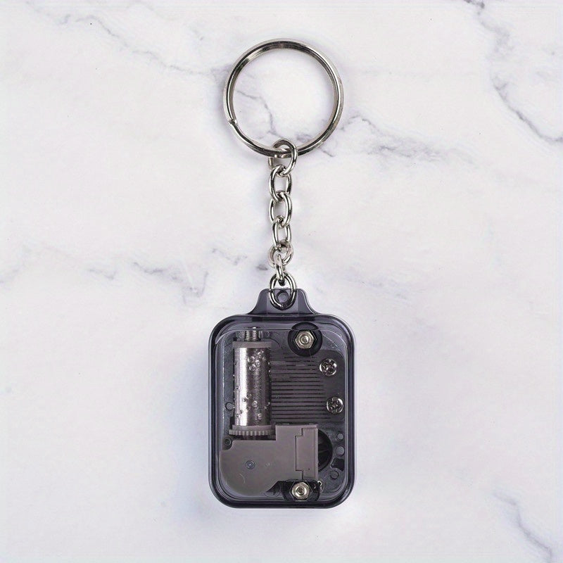 Mini Music Box Keyring Acrylic Travel Key Ring Purse Backpack Charm Gift