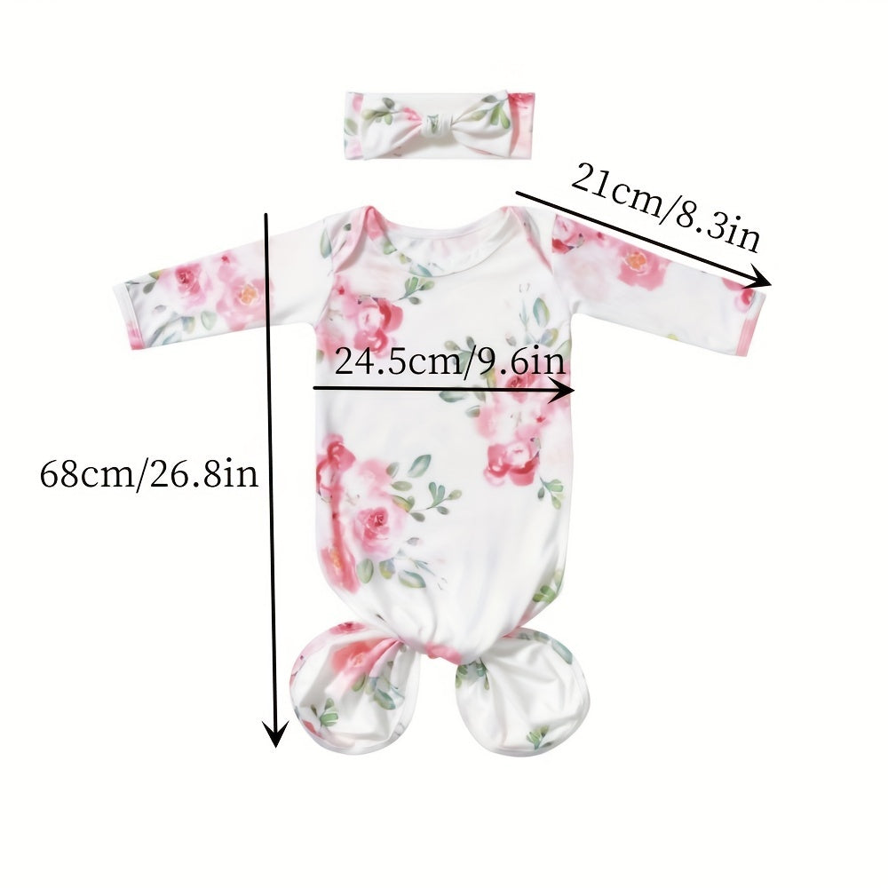 Newborn Photo Prop Stretch Sleeping Bag Set with Hairband
