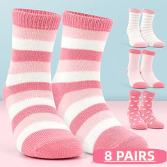 Kids Striped Non slip Crew Socks for Boys and Girls
