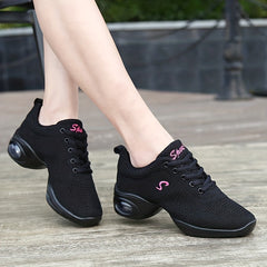 Women's Arch Support Jazz Dance Shoes Lace Up Mesh Sneakers