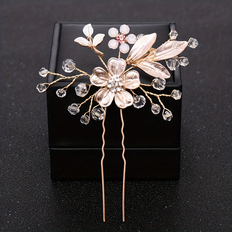 Flower Crystal Wedding Hair Pins Hair Accessories Bridal Headpiece