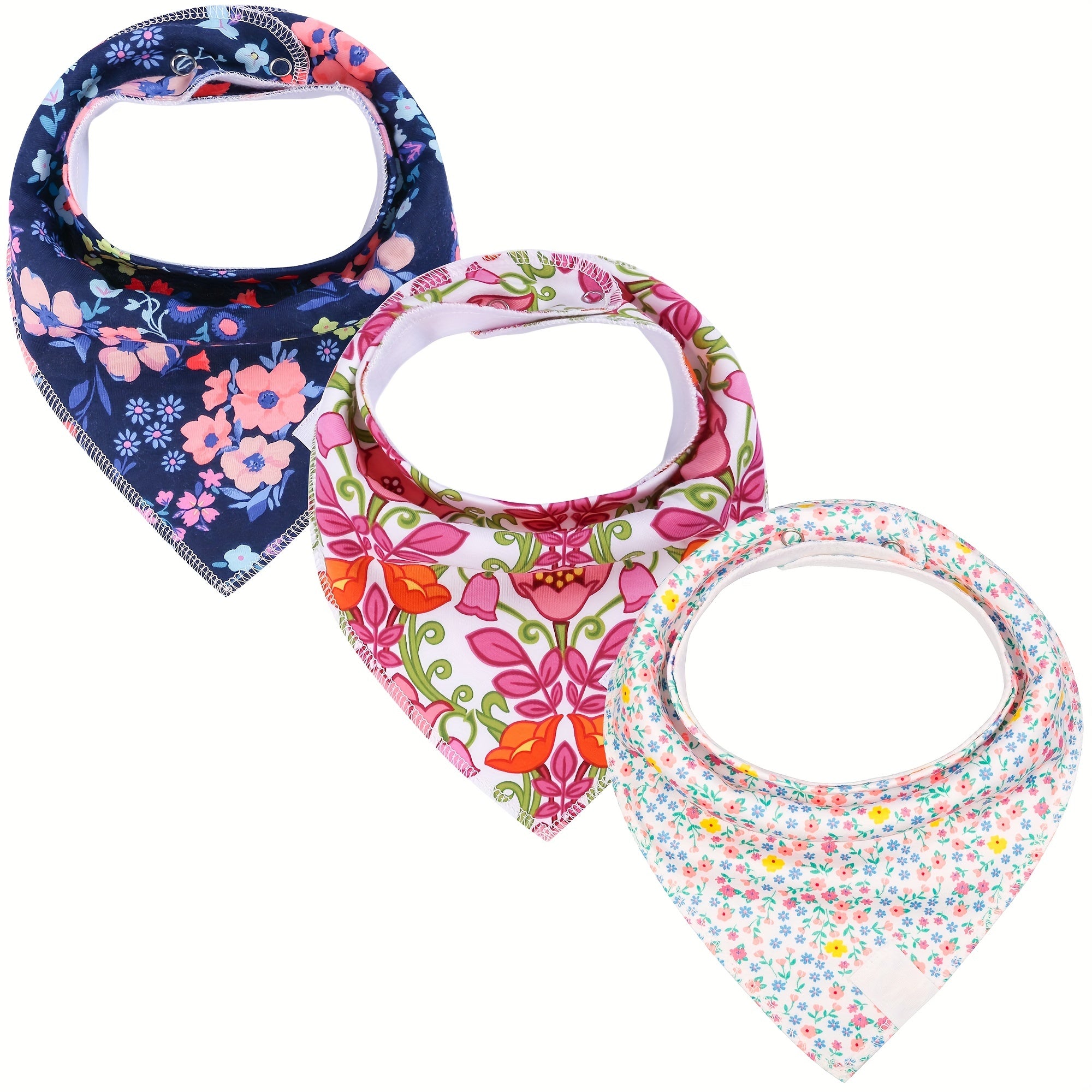 3pcs Baby Flowers Bibs Absorbent Feeding Soft Cotton Bibs