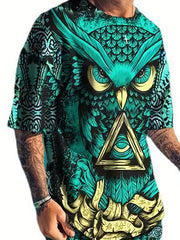 Men's Mythical Owl Graphic T shirt & Shorts For Halloween