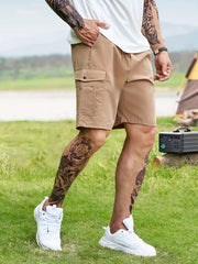 Men's Solid Cargo Shorts Active Drawstring Loose Sports Shorts