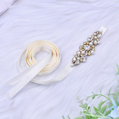 Rhinestone & Faux Pearl Waist Belt For Dresses Weddings Parties
