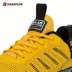 BAASLPOA Men's Knit Breathable Running Shoes for Outdoor Jogging