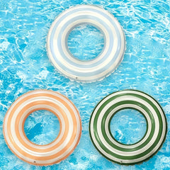 Striped Swim Ring for Adults & Kids - Durable PVC