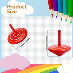 Colorful Wooden Spinning Tops Rainbow Gyroscopes Toy for Family Games Party