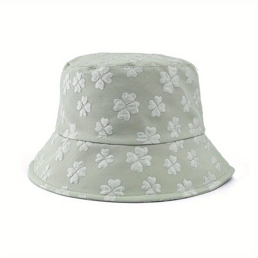 Flower Pattern Bucket Hat Solid Casual Sun Hat Travel Beach Hats For Women