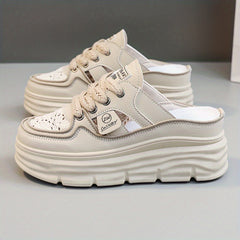 Women's Breathable Platform Mule Sneakers Lace Up Shoes