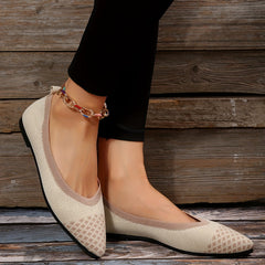 Women's Breathable Knit Flat Shoes Casual Pointed Toe Shoes