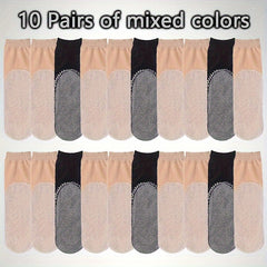 10 Pairs Solid Socks Comfy & Breathable All match Socks for Women