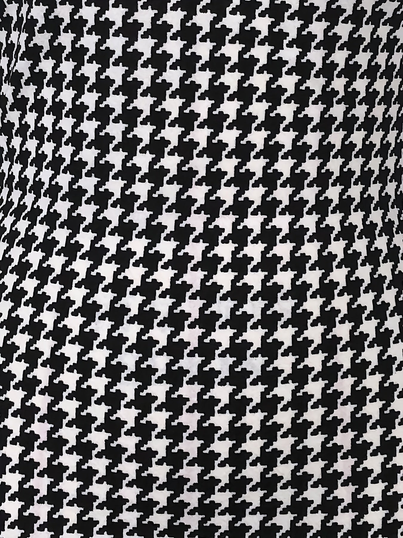 Houndstooth Print Bodycon Long Sleeve Dress