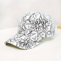 Abstract Face Printed Baseball Cap Unisex Casual Couple Sun Hat