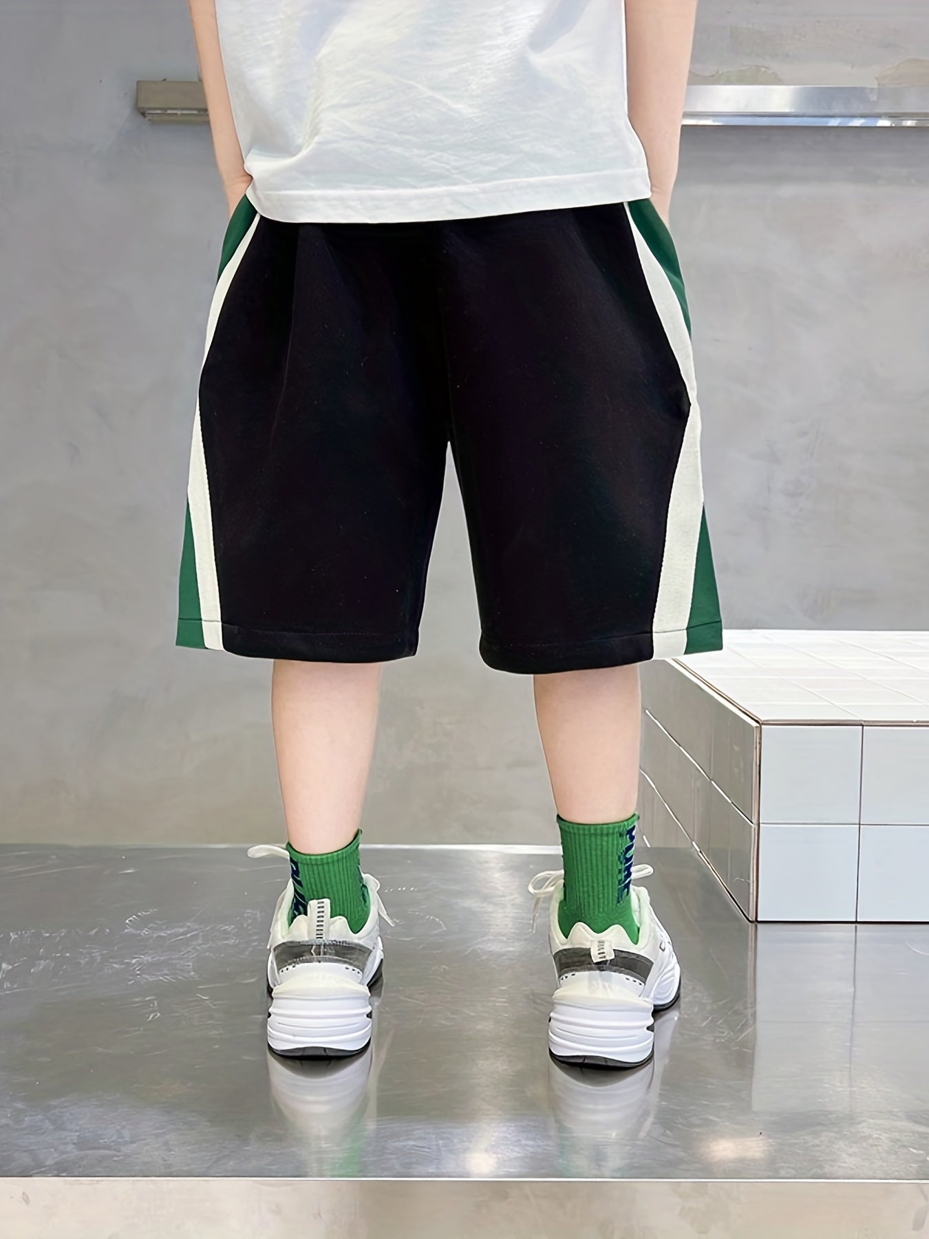 Boys Letter Print Gym Workout Shorts Quick Dry Athletic Training Running