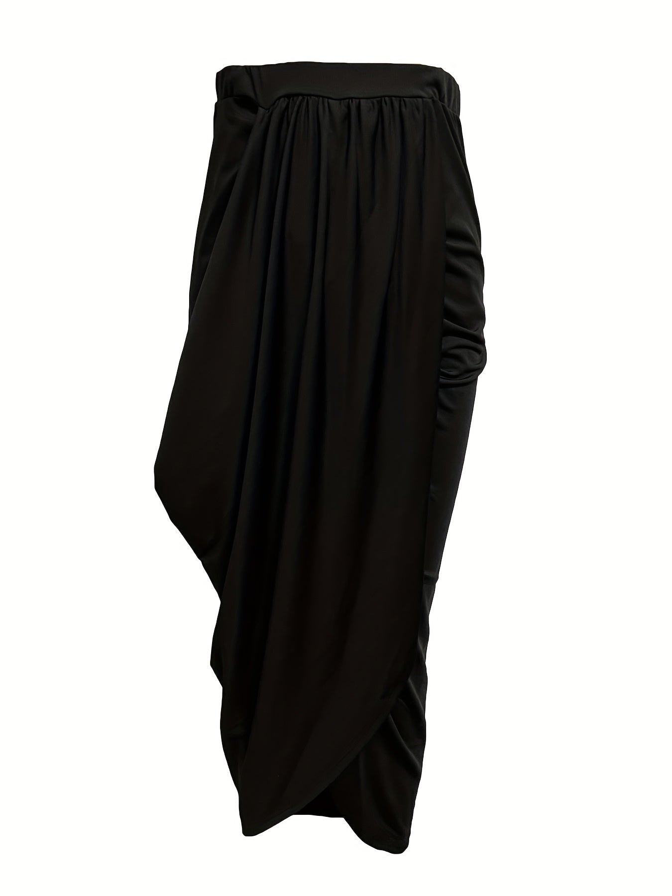 Ruched Split Skirt Vacation Asymmetric High Waist Skirt