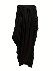 Ruched Split Skirt Vacation Asymmetric High Waist Skirt