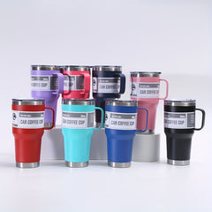 30oz Stainless Steel Insulated Tumbler With Handle, Straw & Lid