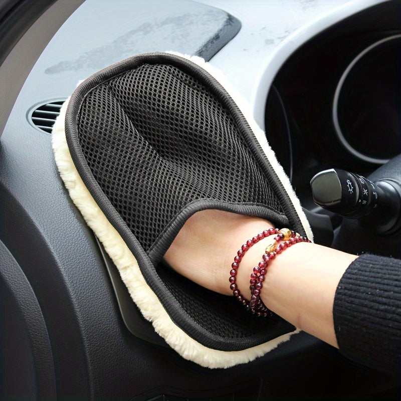 Soft Lamb Deep Pile Wash Mitt Car Cleaning Gloves Qy10
