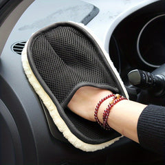 Soft Lamb Deep Pile Wash Mitt Car Cleaning Gloves Qy10