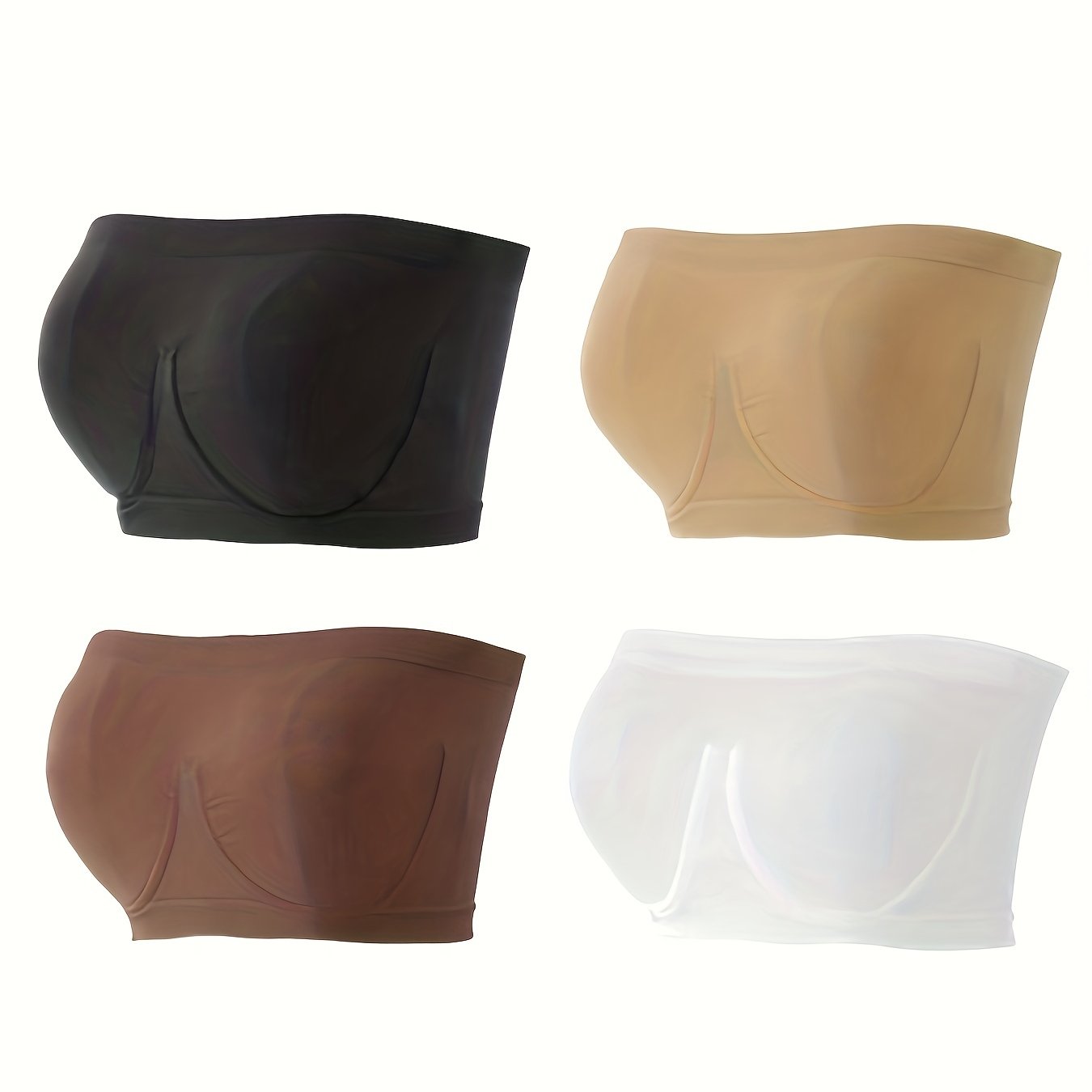 4pcs Strapless Bandeau Bras Soft Stretch Everyday Bra Women's Lingerie