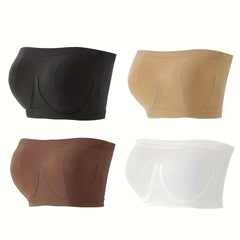 4pcs Strapless Bandeau Bras Soft Stretch Everyday Bra Women's Lingerie