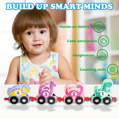 LZOY Wooden Train Set Dinosaur Toys For Kids 3 5 Years Old Toy Cars For Toddler