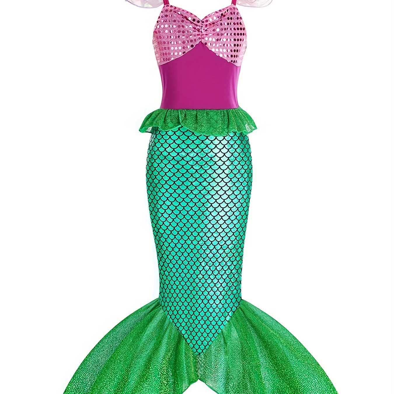 Mermaid Princess Dress with Accessories Fish Scale Print Camisole Dress