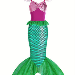 Mermaid Princess Dress with Accessories Fish Scale Print Camisole Dress
