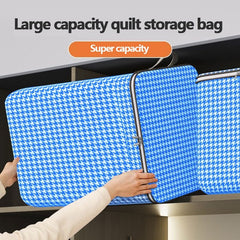 Large Capacity Clothing Storage Bag with Houndstooth Pattern
