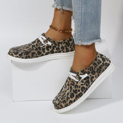Leopard Print Lace Up Lightweight Low Top Sneakers