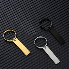 Engraved Words Name Date Steel Keychain for Men Women