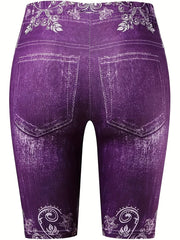 Butterfly Print High Waist Biker Shorts