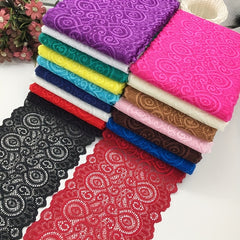 1 Yard Flower Stretch Lace Trim Ribbon Elastic Fabric 17 Wide Many Colors