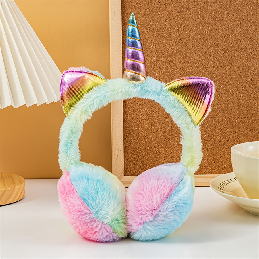 Winter Unicorn Earmuffs Sequins Ear Warmers Lightweight Fitted Fantasy Themed Kn