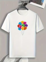Balloons Print Men's Graphic T-shirt for Summer