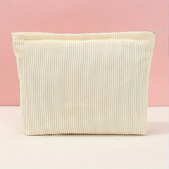 Solid Corduroy Makeup Bag for Traveling