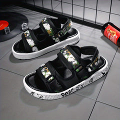 Men's Open Toe Hook And Loop Sandals Non Slip Summer Beach Shoes