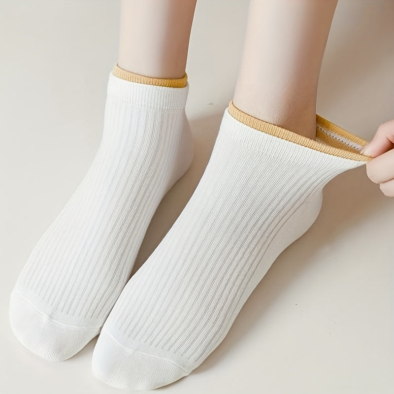 Colorful Trim Socks 8 Pairs Women's Crew Short Stockings & Hosiery
