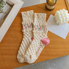 4 Pairs Floral Socks Set Women Flower Ankle Lucky Socks