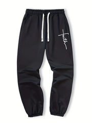 Men's Faith Print Joggers With Pockets - Casual Waist Drawstring Sweatpants
