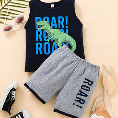 Boys Dinosaur Print Tank Top & Shorts Set