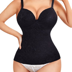 Women's V Neck Lace Tank Top Compression Slimming Cami